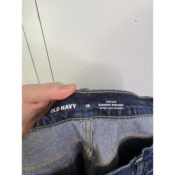 Old Navy Jeans Womens 18 High Rise Slouchy Straight Leg Modest Ankle Denim - Picture 3 of 9